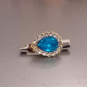 Aqua Blue Teardrop Rhinestone Brooch Pin